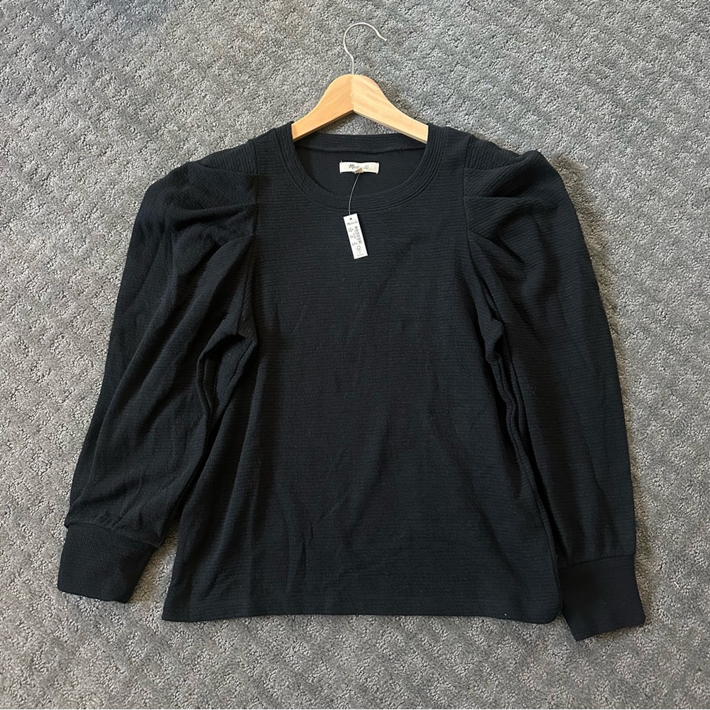Madewell Pleated Statement Sleeve top Size Medium